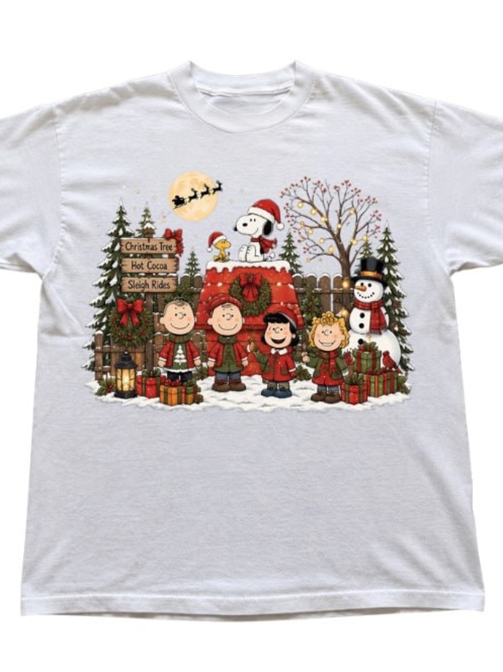 Holiday Snoopy Christmas Gildan White Tee Graphic